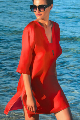 Robe De Plage (paréo/cache-maillot) Lise Charmel 'L'Estival Chic' – Taille 2 (FR40/EUR38/US M), Rouge – Neuf Avec étiquettes