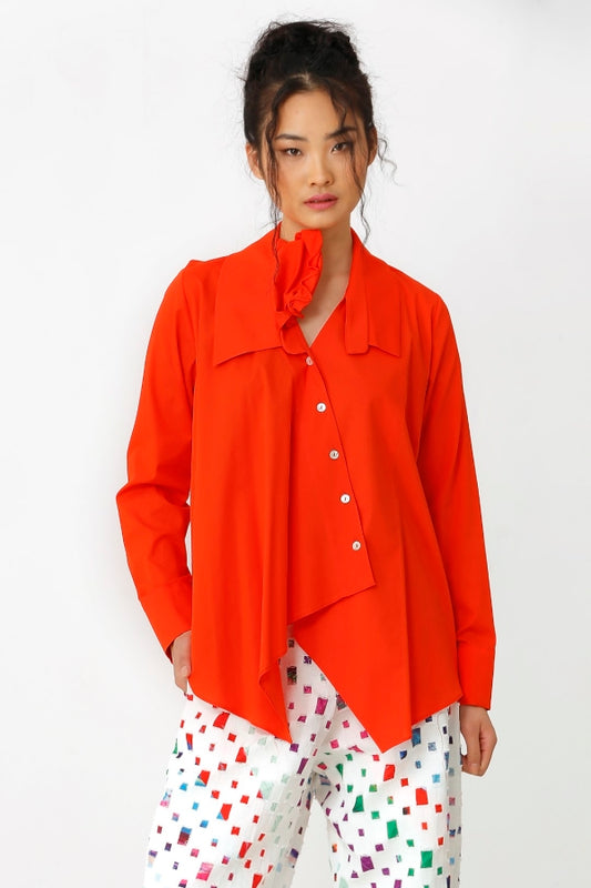 Bize Asymmetrical Shirt - Coral