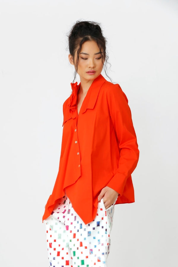 Bize Asymmetrical Shirt - Coral