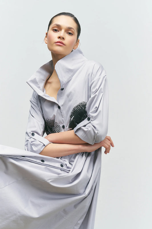 BIZE Flower Print Shirt Dress