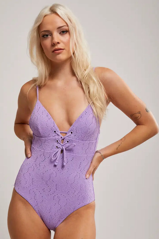 Sea Level Interlace Lace Up Tri One Piece Swimsuit