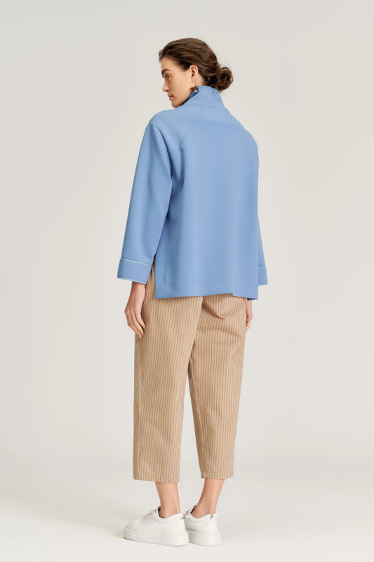 BIZE Trapezoid Zippered Jacket - Blue