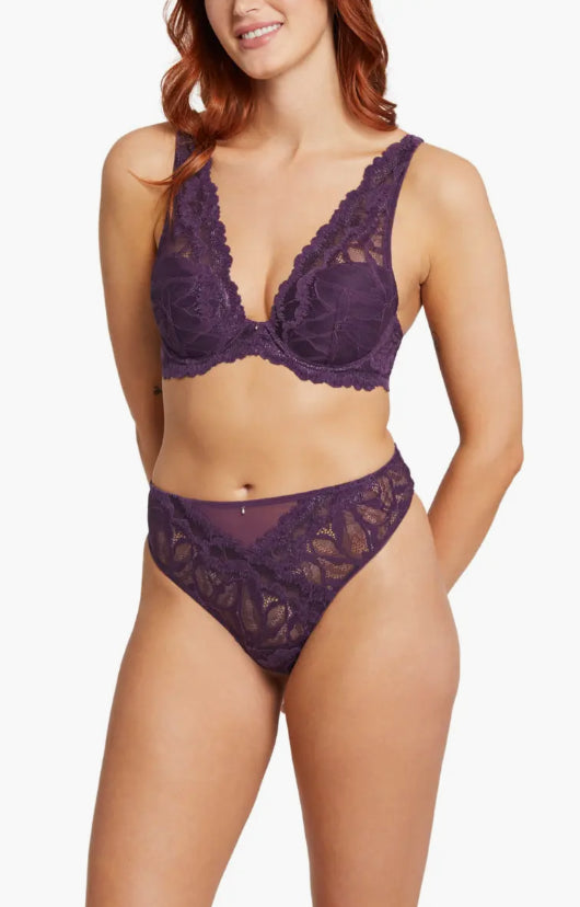Montelle Royale Lace Thong in Pinot