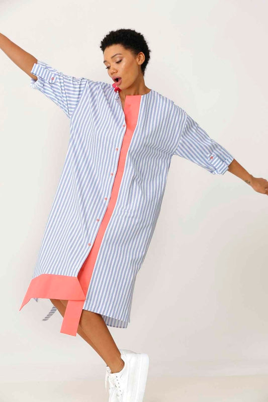 BIZE Striped Shirt Dress
