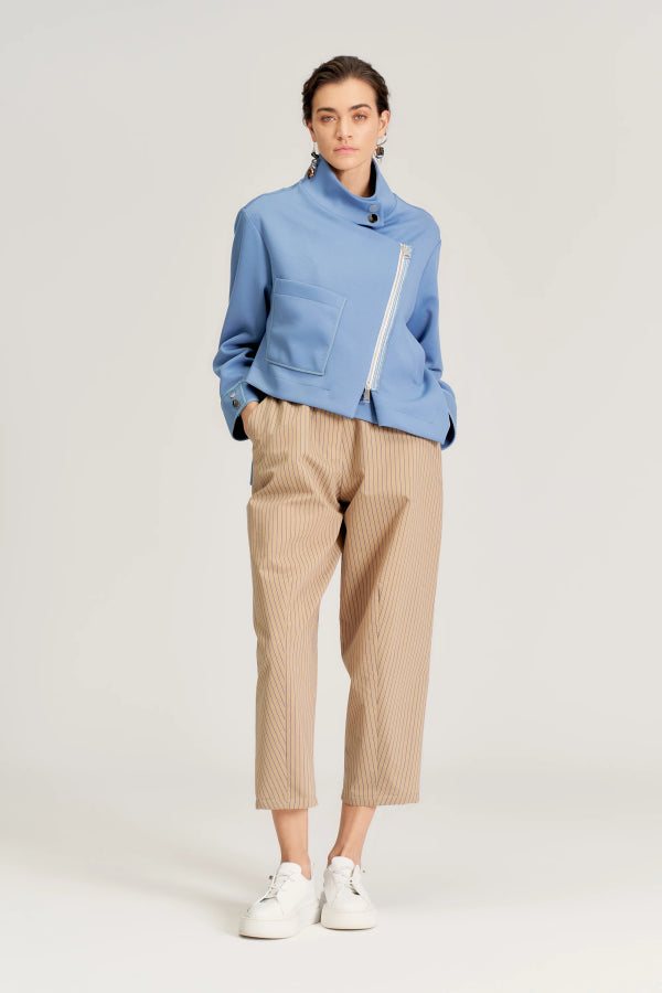 BIZE Trapezoid Zippered Jacket - Blue