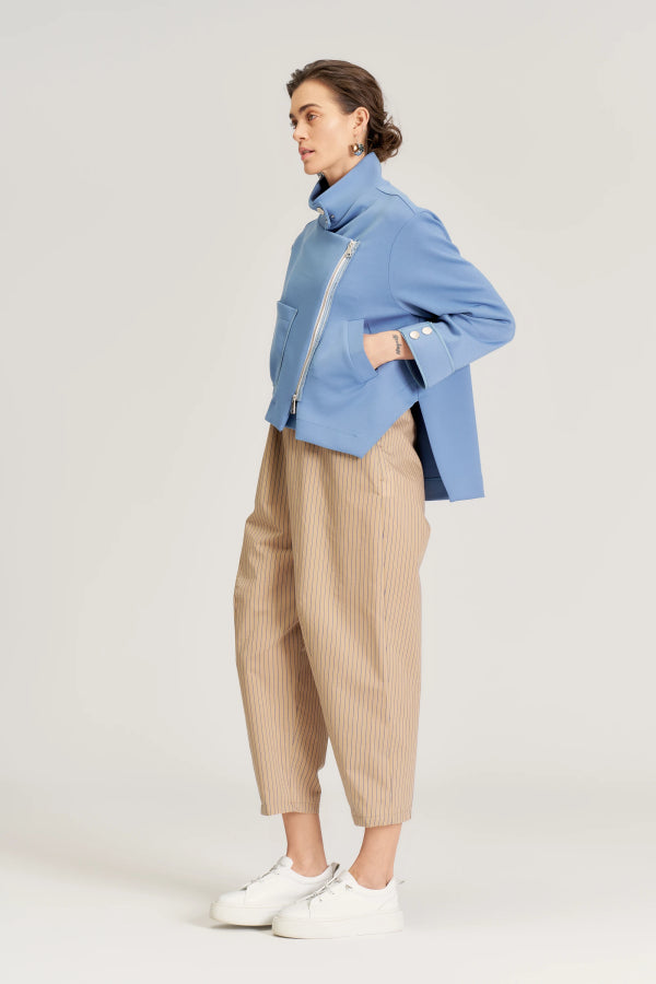BIZE Trapezoid Zippered Jacket - Blue