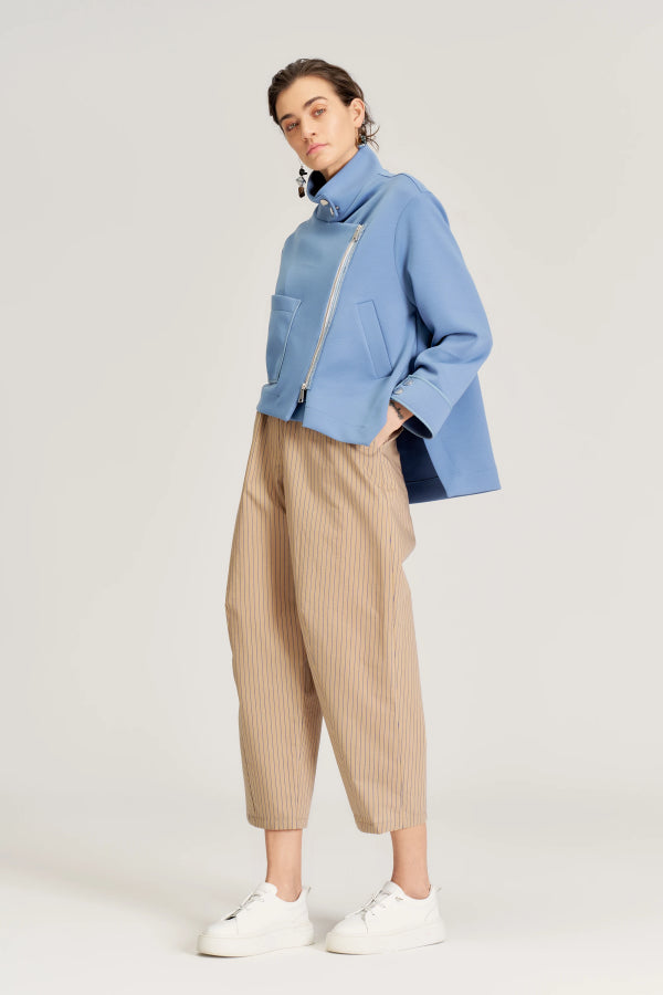 BIZE Trapezoid Zippered Jacket - Blue